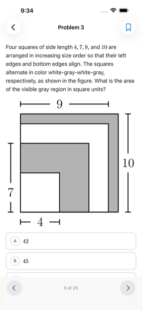 An AMC problem with its diagram and multiple-choice answers